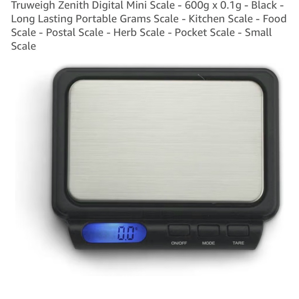 Zenith Digital Mini Kitchen Post Mail travel Scale 600g X 0.1g - Black & Silver